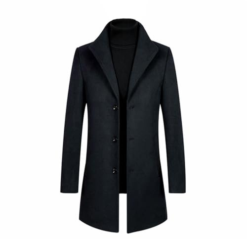 Allthemen vinterrock rock herr lång slim fit herrock vinter svart business rock herr ull ullrock, 802 mörkblå, XL