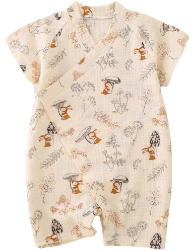 Japanese Kimono Baby Thobe Cotton Infant Linen Romper 24 Months Squirrel