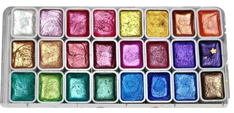 Streysisl Gouache Paint - Juego de 24 pinturas de colores brillantes Jelly Gouache opaco, kit de pintura de acuarela de gel con estuche portátil, kit de pintura nacarada para principiantes