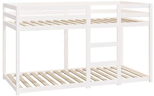 vidaXL Etagenbett, Hochbett mit Leitplanken, Stockbett für Schlafzimmer, Bett Holzbett Einzelbett, Weiß 90x190cm Massivholz Kiefer