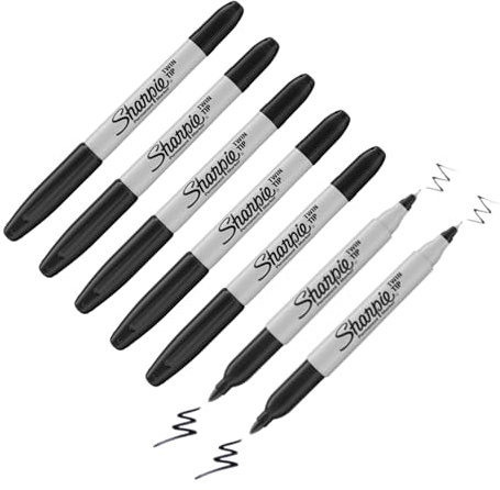 Sharpie Twin Tip Permanent Markers | Fine & Ultra-Fine Points | Black | 7 Count