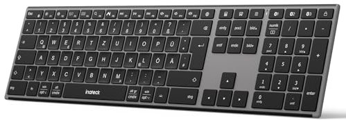 Inateck Kabellose Tastatur,KI-Funktion Bluetooth Tastatur mit 3 Bluetooth Kanälen,Deutsches QWERTZ Layout,Leise Tasten, Kompatibel mit iPadOS Android, Windows,KB06007