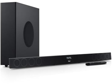 Teufel CINEBAR 11 Mk4-2.1 Dolby Atmos Soundbar mit kabellosem Platzsparender Subwoofer, Bluetooth, HDMI 3D ARC CEC, 4K Pass Through, Touch Panel - schwarz