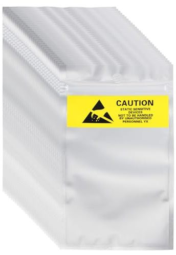 sourcing map 100 bolsas antiestáticas de 3.5 x 6.3 pulgadas, bolsa resellable de blindaje ESD con etiquetas para disco duro, disco duro, SSD, placas base de dispositivos electrónicos, color plateado