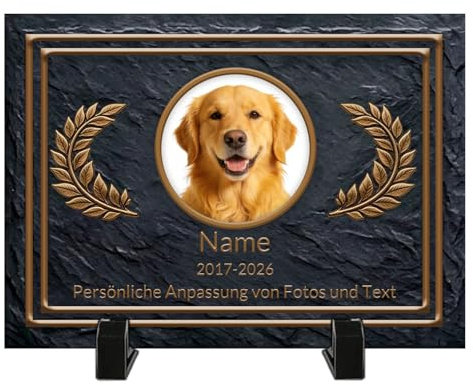 Umitive Lápida Personalizada para Mascotas - Placa Conmemorativa Cuadrada con Foto y Nombre - Regalo por la Pérdida de un Perro, Gato - Decoración para Cementerio de Mascotas (Style N)