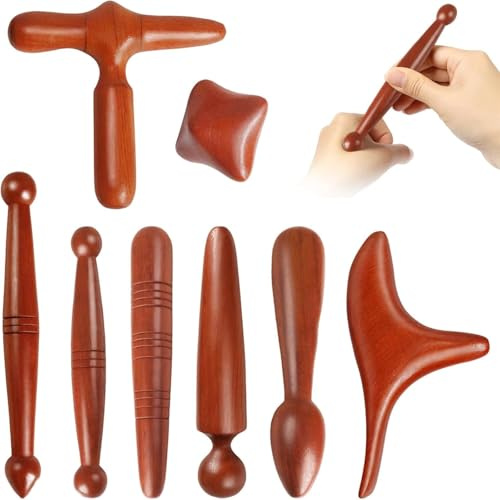 Ensemble D’Outils De Massage En Bois Naturel, BâTons D’Acupression Pour RéFlexologie Plantaire Et Corps (8pcs)