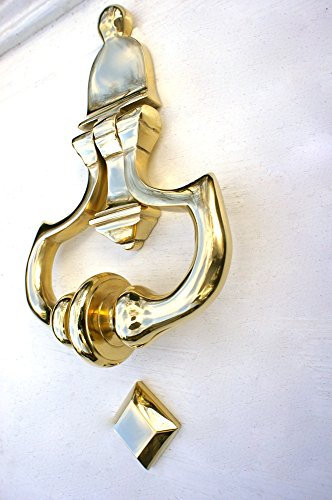 Antikas - Türklopfer - apparter Klopfer an der Haustür, Tür-Klopfer Eton, Messing glänzend