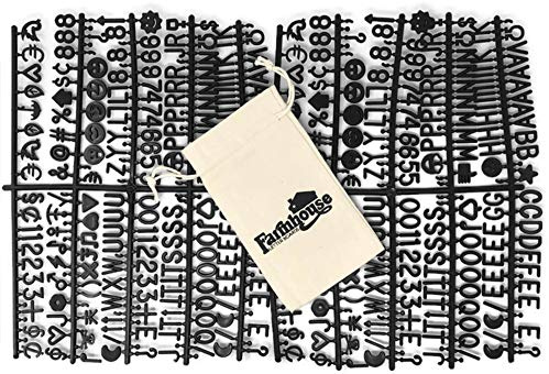 Black Letter Set for Changeable Felt Letter Boards, 3/4 460 Characters (Includes Symbols / Emojis, Numbers, Punctuation) & Burlap Storage Bag