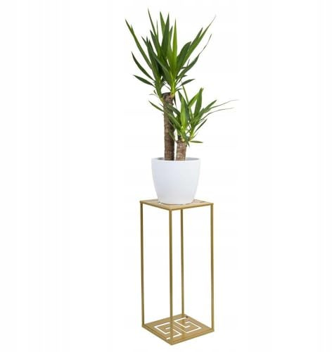 HowHomely Växtpall metallpall växter 60 cm – blompall metall vackra ornament – blompelare växtpall hög – blompelare gyllene