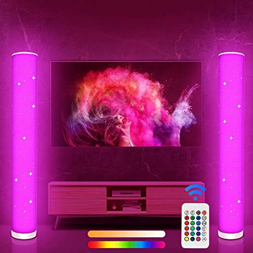 Lacasa Lampadaire LED 2 Pack, Dimmable sur Pied Salon Avec Télécommande, 1500LM RGB D'angle Couleurs Réglable, Lampe d'Atmosphère pour Chambre, 104CM Hauteur