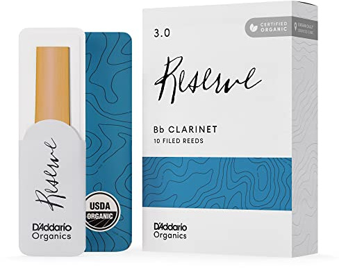 D'Addario Orgánico Reserve Bb Cañas para Clarinete - Cañas Clarinete - La Primera y única Caña Ecológica - 3.0 Fuerza, 10 Paquete