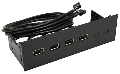 Panel Frontal Del Cubo USB 2.0 de 5.25 Pulgadas, Compatible para Windows 11 10 8.1 8 7 Vista XP, Panel Frontal de La Unidad Óptica de 19 Pines para Una Caja de Computadora de PC de 5.25 Pulgadas