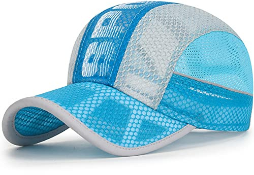 Barn basebollkeps meshkeps justerbar barn snapback truckerkeps andas anti-UV toppmössa snabbtorkande cool sköldmössa sommar solhatt för utomhus flickor pojkar 4–10 år gammal, blå