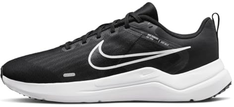 NIKE Downshifter 12 sneakers sneakers för män mockaskor, Svart mörk rökgrå ren platina vit, 43 EU