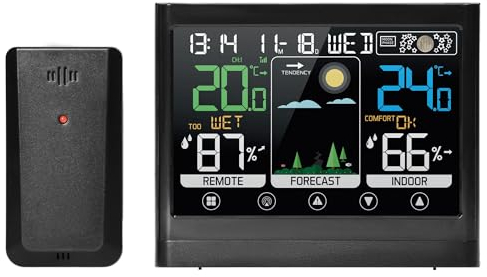 Miratic Wetterstationen Innen und Außentemperatur Funk mit Wettervorhersage Thermometer Innen Außen Modern Außenthermometer Funk Präzise und zuverlässige Messung