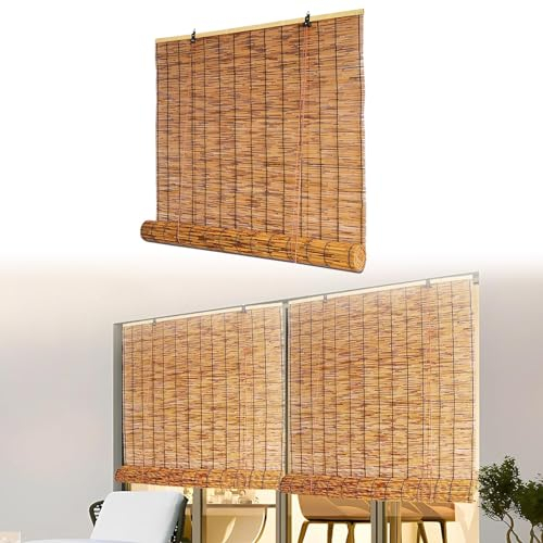 100 Breit Bambus Rollo Blickdicht Bambus Jalousie ohne Bohren 160cm 120cm 90cm 60cm Raffrollo aus Bambus Outdoor Bambusrollo Jalousie Holzrollo für Türen Sonnenschutzrollos (Color : 100cm Breit, Siz