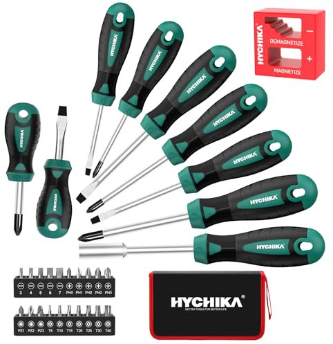 HYCHIKA Juego Destornilladores 30 Pzs, Kit Destornilladores Incluye Paquete de Almacenamiento, Aplicable a DIY, Muebles de Montaje, Mantenimiento Familiar, Uso del Taller