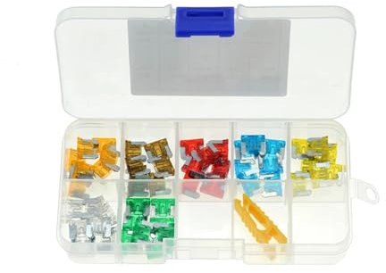 Mikro-Flachsicherungen für Auto, LKW, 5 A, 7,5 A, 10 A, 15 A, 20 A, 25 A, 30 A, Kunststoffkasten-Sortiment mit Clip, 50 Stück
