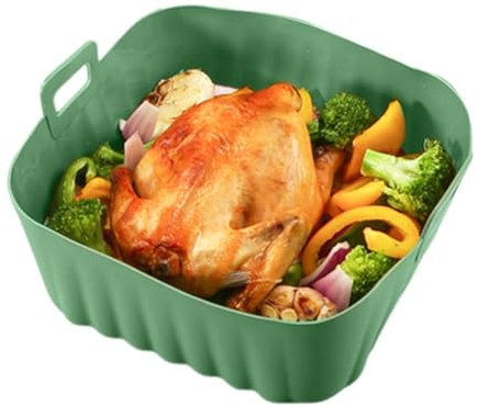 Moule Silicone Air Fryer, Moule En Silicone Pour Friteuse À Air Chaud Réutilisable, Panier Friteuse À Air Carrée Antiadhésif Avec Poignée, Moule Silicone Pour Friteuse À Air Micro-ondes Ou Four