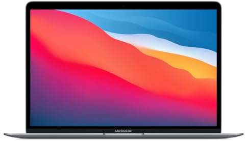 Apple MacBook Air 2020, M1 Chip med 8-kärnig CPU, 7-kärnig GPU (13-tum, 8GB RAM, 256GB SSD Kapacitet) QWERTY Swedish Rymdgrå (Renoverad)