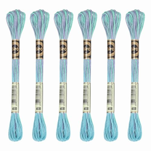 PATIKIL 6 Skeins Embroidery Floss, Polyester Embroidery Threads Bracelets String for Cross-Stitch Hand Embroidery, Green Purple
