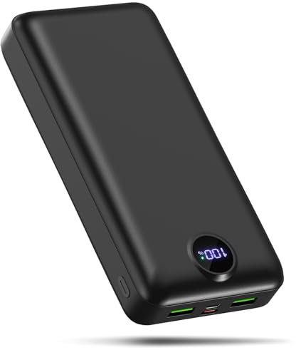 Batterie Externe 50000mAh Charge Rapide,Power Bank Grande Capacité 22,5W,USB-C avec 3 Sorties & 2 Entrées Chargeur Portable Écran LED,Compatible avec iPhone,Android,Tablet etc-Black