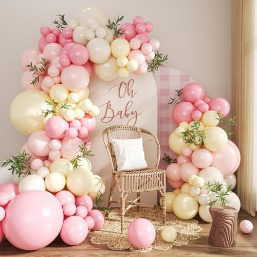 Pink and Yellow Balloon Arch Kit for Baby Shower Bridal Shower Decorations