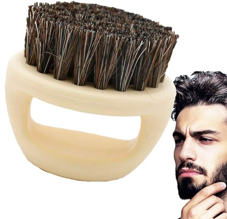 Beard Grooming Brush - 6cm Boar Bristle Horsehair Nylon, Portable Handle Comb | Durable Compact Beard Styling Tool For Men Travel Home Barber Shop Balm Oil Application Comfortable Grip