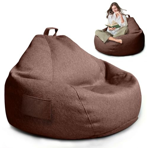 Fundas Puff Salon Adulto, Puff Gamer XL,100x120CM Funda de Puff (Marrón)