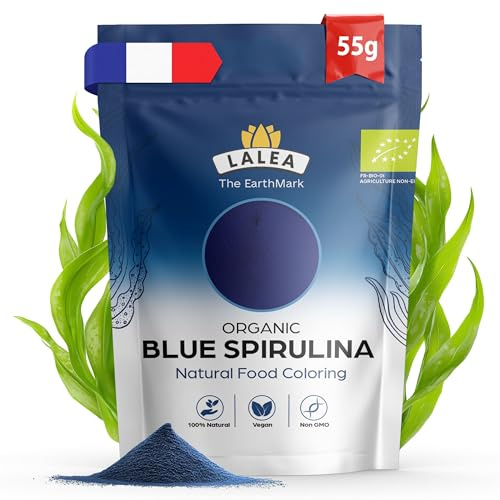 LALEA Espirulina Azul Ecológica en Polvo 55g – Spirulina Azul – Blue Spirulina Powder (Ficocianina) – Vegan Colorante Alimentario Natural (E18) – Para Smoothies, Bebidas, Postres, Repostería