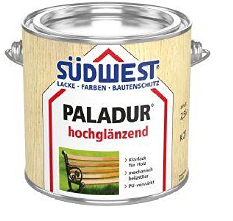 SÜDWEST PALADUR Klarlack für Holz Bootslack Parkettsiegel hochglänzend K 27 farblos 2,5 Liter Innen &Außen