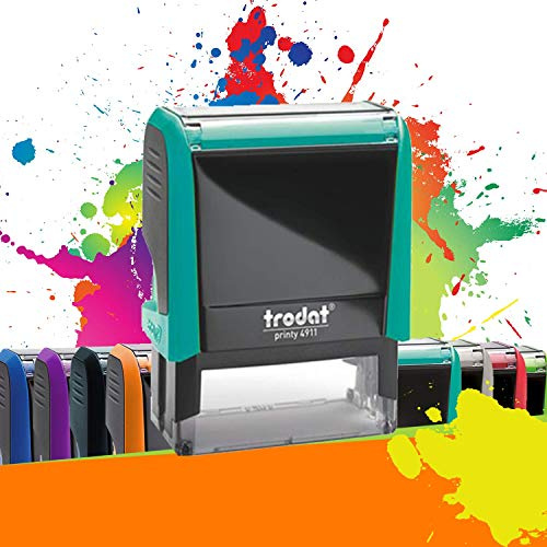 Trodat Printy 4911 - Tampon Encreur Professionnel Automatique 3 lignes À Personnaliser - Empreinte 38 x 14 mm Offerte (Turquoise)