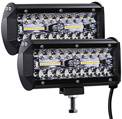Kraumi Faro di Profondità da Lavoro Led, 7’’ Cree Barra LED Fuoristrada da 300W 27,000lm Impermeabile IP67 , per Moto Auto ATV SUV Trattore, 6500K, (2 PCS)…