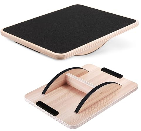 Yes4All R7TM Tavola di equilibrio in legno da 44 centimetri; tavola a dondolo, tavola di equilibrio in legno a dondolo per scrivania in piedi, supporto fino a 158kg