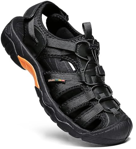 ZYLDK Sandales de Randonnée Homme Femme ​Cuir Fermées Été Extérieur Chaussures de Sport Plage Chaussures d'eau Plage Closed-Toe noir EU38