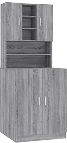 vidaXL Waschmaschinenschrank Grau Sonoma Holzwerkstoff, Waschmaschinenregal, Badezimmerregal, Waschraumschrank, Badezimmerschrank, Badezimmermöbel