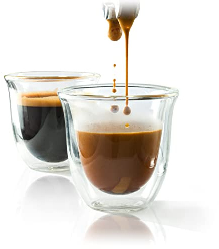 Brod & Taylor Double-Wall Insulated Espresso Glass Cups (Set of 2, 2oz / 60ml)