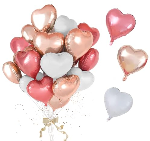 30 Stück 18 Zoll Herzballons,Herz Folienballon, Herzform Heliumballons für Party,Geburtstag,Valentinstag, Hochzeit, Verlobung,Muttertag Dekoration