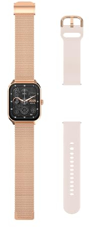 ECHO Rainbow Pro Smartwatch in Metallrosa, mit 1 Metallarmband + 1 Gummiband, kompatibel mit Allen Smartphones, 5 Tage Akkulaufzeit, Gesundheitssensoren, Sportmodus, Schlaf etc. Einfache Bedienung