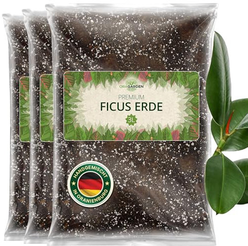 ORAGARDEN Ficus Erde für Zimmerpflanzen und Garten - 9L Ficus Substrat für Pflanzen, Palmen, Blumen - 6 Komponenten Blumenerde