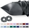 Vielit 2 Pack Satin Pillowcase for Hair and Skin Cooling,Soft as Silk Pillowcase for Hair and Skin,Easier Care than Silk Pillow Case Darkgrey 50x75cm Gifts for Women Envelope & 2 Scrunchies