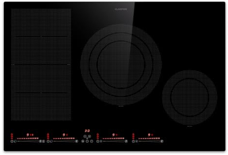 Klarstein Ceramic Hob, 4 Zone Electric Cooktop With Combinable Zones, 7200W Table Top Induction Cooker, Touch Control, Slide Design