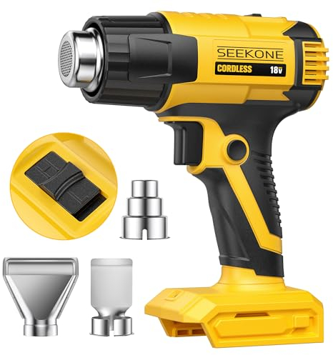 SEEKONE Pistola de Calor Inalámbrica para Batería Makita de 18 V, Pistola Aire Caliente Doble Temperatura 300 °C y 550 °C con 3 Boquillas para Tubos Retráctiles, Envoltura de Vinilo (sin batería)