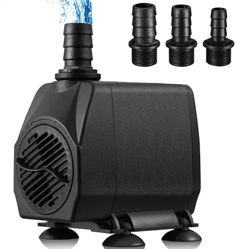 60 W dränkbar vattenpump, 3 000L/H akvariump, justerbar flödespump amfibiebassäng, fontänpump med filter och 3 munstycken 13 mm/16 mm/19 mm, max återflöde höjd 3 m, för akvarium, bassäng, fontän