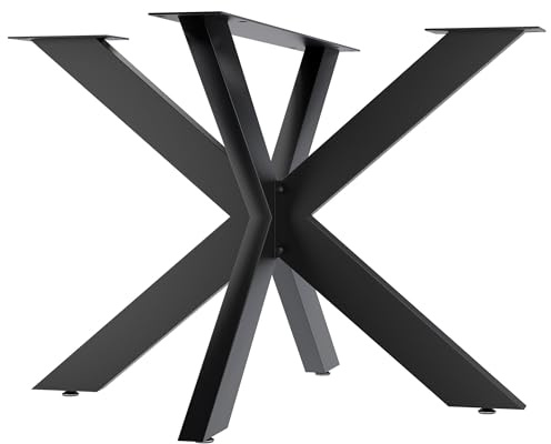 CLP Gambe del Tavolo Biloxi I Guide per tavoli Fai da Te I Altezza 71 cm I Struttura del Tavolo a Forma di Stella in Acciaio Verniciato a Polvere, Colore:Nero, Dimensione:100x100 cm