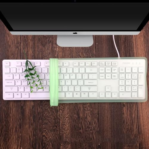 DüNn Tastaturschutz Universal Tastatur Schutzfolie Tastatur SchutzhüLle Silikon Tastaturabdeckung Universal Wasserdichter,Staubdichter Tastaturschutzfilm FüR Desktop-Computertastaturen (Grün)