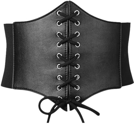Corset Femme pour Femmes, Ceinture Corset Rétro Haute Qualité Élastique en Large pour Taille, Corset Noir de Pirate pour Femme, Costume d'Halloween, Utilisé pour Habiller et Robes de Soirée, 93cm