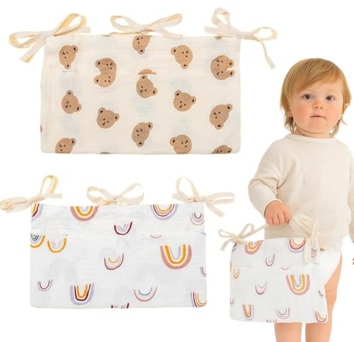 COYUN 2-in-1 Baby Kinderzimmer Organizer 2 Pcs Hängend Babybett Aufbewahrungstasche Windeln Babybetttasche Verstellbarer Kinderzimmer Hängender Bett Organizer zum Aufhängen