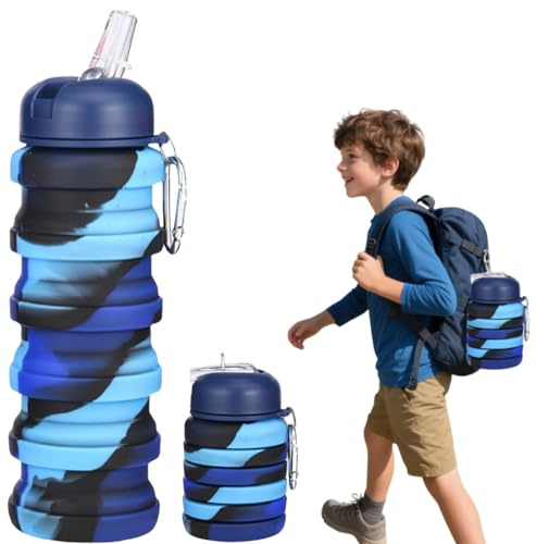 Mornly Soft Flask 500ml - Borraccia Pieghevole Sportiva con Moschettone, Silicone Ultra-Leggero per Corsa, Trekking e Ciclismo (Bottiglia Pieghevole, Water Bottle, Bicchiere da Running)