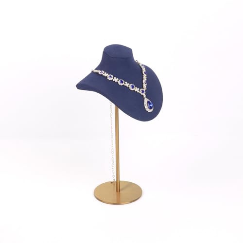 RQQM Necklace Display Stand For Selling Velvet Chain Jewelry Bust Holder Organizer With Stainless Steel Stand Jewelry Display